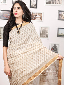 Beige Brown Bagh Printed Maheshwari Cotton Saree - S031703336