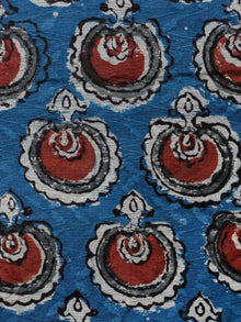 Indigo  Ivory Rust Grey Hand Block Printed Cotton Fabric Per Meter - F001F1838