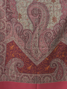 Beige Rosewood Pink Jacouard Jamawar Needle Embroidered Woollen Kashmiri Stole - S200591