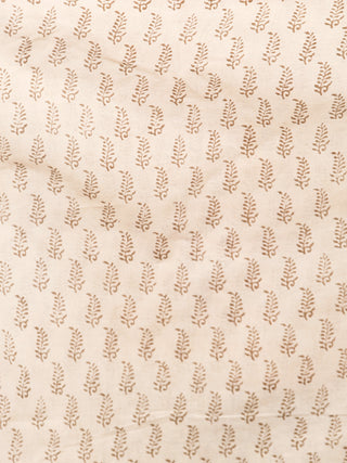 Beige Brown Bagh Printed Maheshwari Cotton Saree - S031703336