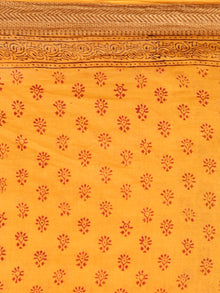 Yellow Maroon Black Bagh Printed Maheshwari Cotton Saree - S031703337