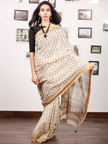 Beige Brown Bagh Printed Maheshwari Cotton Saree - S031703338