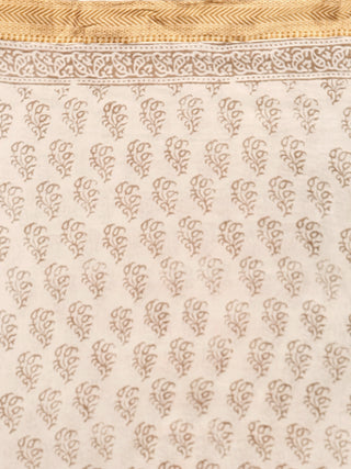 Beige Brown Bagh Printed Maheshwari Cotton Saree - S031703338