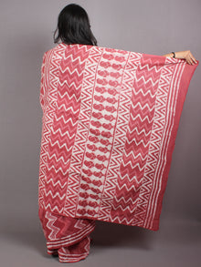 Dark Peach Beige Hand Block Printed in Natural Colors Cotton Mul Saree - S03170428