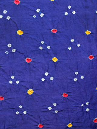Royal Blue White Megenta Bandhini Glace Cotton Fabric Per Meter - F006F1847