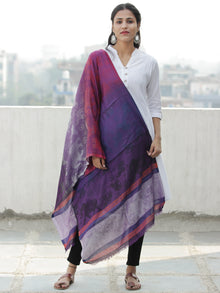 Magenta Purple Self Weaved Modal Silk Wool Kashmiri Stole - S200595
