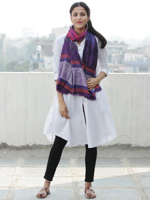 Magenta Purple Self Weaved Modal Silk Wool Kashmiri Stole - S200595