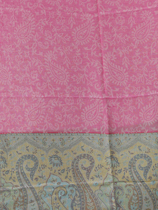 Pink Yellow Blue Self Weaved Modal Silk Wool Kashmiri Stole - S200596