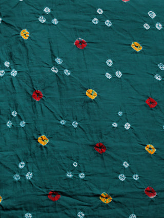 Green Red Yellow Bandhini Glace Cotton Fabric Per Meter - F006F1850