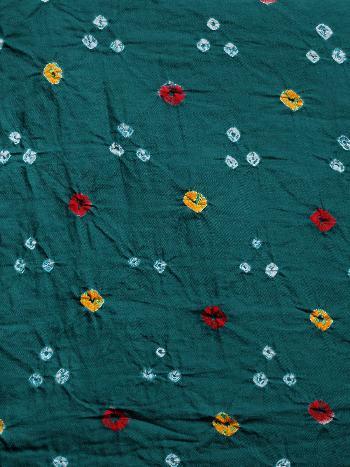 Green Red Yellow Bandhini Glace Cotton Fabric Per Meter - F006F1850