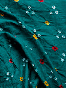 Green Red Yellow Bandhini Glace Cotton Fabric Per Meter - F006F1850