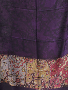 Purple Black Maroon Self Weaved Modal Silk Wool Kashmiri Stole - S200598