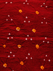 Maroon Yellow White Bandhini Glace Cotton Fabric Per Meter - F006F1851