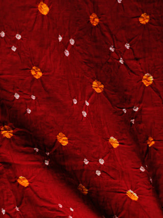 Maroon Yellow White Bandhini Glace Cotton Fabric Per Meter - F006F1851