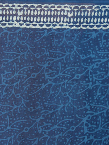 Indigo White Hand Block Printed in Natural Colors Cotton Mul Saree - S03170418