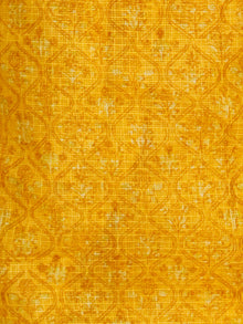 Yellow Orange Rust Hand Block Printed Kota Doria Saree in Natural Colors - S031703110