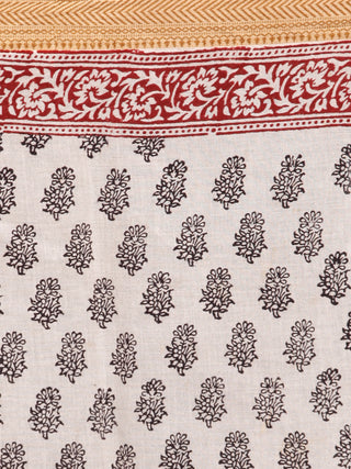 Beige Black Maroon Bagh Printed Maheshwari Cotton Saree - S031703302