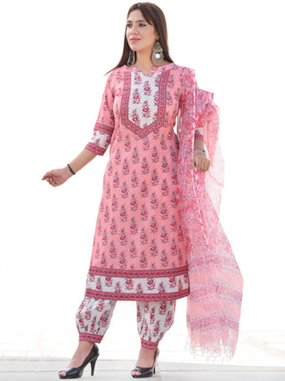 Nayab Bella - Set of Kurta Salwar Pants & Kota Dupatta - KS72B2546D