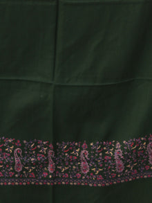 Green Pink Needle Embroidered Cashmere Fine Wool Kashmiri Stole - S200603
