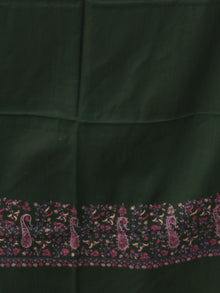 Green Pink Needle Embroidered Cashmere Fine Wool Kashmiri Stole - S200603