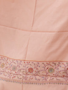 Peach Needle Embroidered Cashmere Fine Wool Kashmiri Stole - S200606