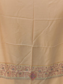 Beige Needle Embroidered Cashmere Fine Wool Kashmiri Stole - S200605
