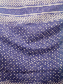 Purple Ivory Hand Block Printed Kota Doria Saree in Natural Colors - S031702845