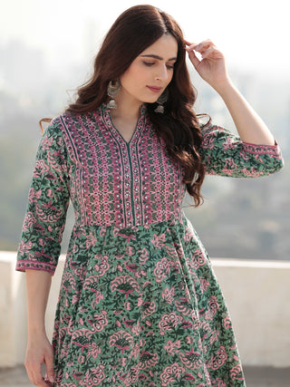 Zohra Saania Set of Anarkali Kurta Pants & Kota Dupatta