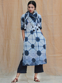 Kowaisah - Hand Shibori Dyed Kurta Palazzo Set With Stole - SS01F1WWW