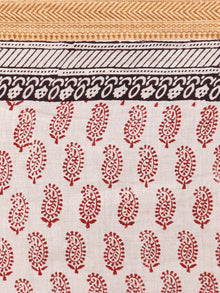 Beige Black Maroon Bagh Printed Maheshwari Cotton Saree - S031703303