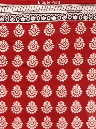 Beige Black Maroon Bagh Printed Maheshwari Cotton Saree - S031703303