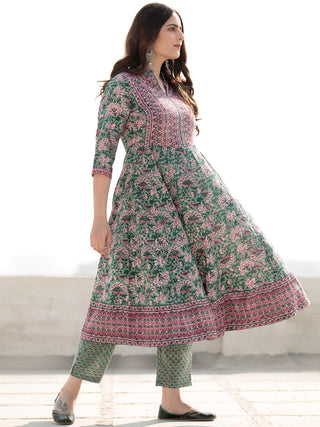 Zohra Saania Set of Anarkali Kurta Pants & Kota Dupatta