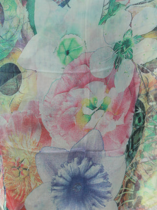 Ivory Multi Color Digital Print Modal Silk Wool Kashmiri Stole - S200611