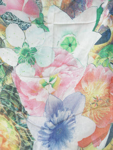 Ivory Multi Color Digital Print Modal Silk Wool Kashmiri Stole - S200610