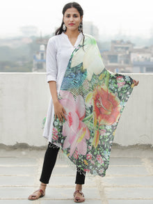 Ivory Multi Color Digital Print Modal Silk Wool Kashmiri Stole - S200613