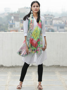 Ivory Multi Color Digital Print Modal Silk Wool Kashmiri Stole - S200613