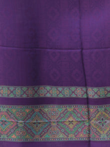 Purple Green Self Weaved Silk Wool Kashmiri Stole - S200614