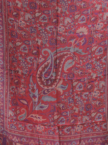 Red Blue Kaani Weaved Modal Silk Wool Kashmiri Stole - S200619