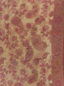 Ivory Pink Yellow Kaani Jamawar Weaved Pure Cashmere Wool Stole - S200623