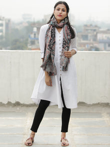 Grey Black Blue Kaani Jamawar Weaved Pure Cashmere Wool Stole - S200624
