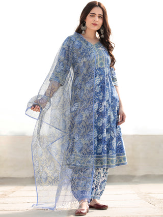 Zohra Gulnur - Set of Anarkali Kurta Salwar & Kota Dupatta - KS64B2519D