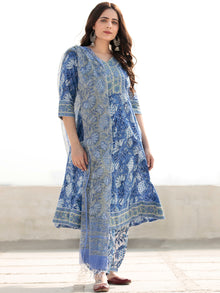 Zohra Gulnur - Set of Anarkali Kurta Salwar & Kota Dupatta - KS64B2519D