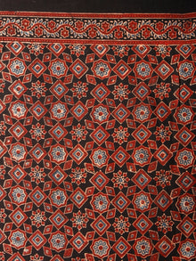 Black Maroon Beige Indigo Ajrakh Hand Block Printed Modal Silk Saree in Natural Colors - S031703346