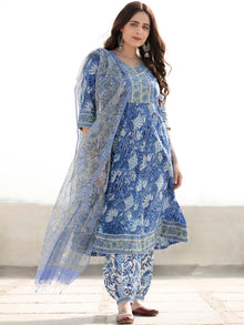 Zohra Gulnur - Set of Anarkali Kurta Salwar & Kota Dupatta - KS64B2519D