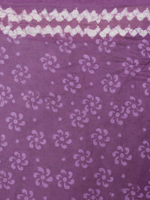 Purple White Hand Block Printed in Natural Colors Cotton Mul Saree - S03170419