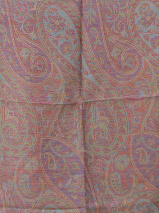 Coral Green Sky Blue Pure Cashmere Wool Jamavar Stole - S200555