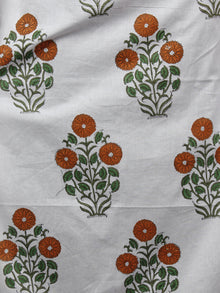 White Orange Olive & Parrot Green Hand Block Printed Kurti With Stand Collar And Side Slit - K326001