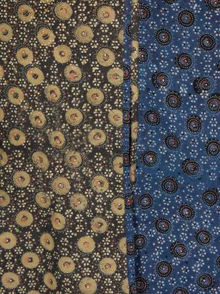 Indigo Brown Olive Green Black Hand Printed Ajrakh Kurta in Natural Colors - K96F1532