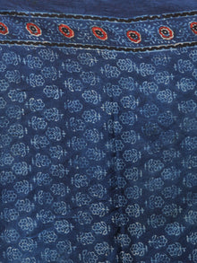 Indigo Black White Brick Red Ajrakh Hand Block Printed Modal Silk Saree in Natural Colors - S031703511
