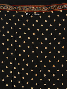 Black Maroon Indigo Beige Ajrakh Hand Block Printed Modal Silk Saree in Natural Colors - S031703344